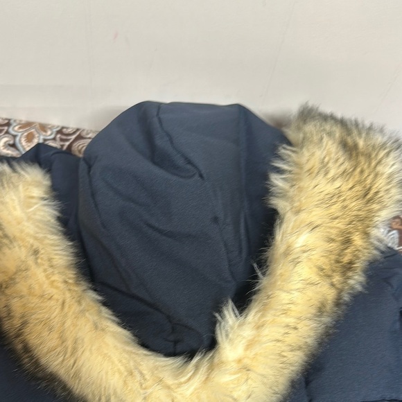 Navy Blue Insulated Puffer Coat with Fur Collar for Extreme Cold Weather - Picture 11 of 11